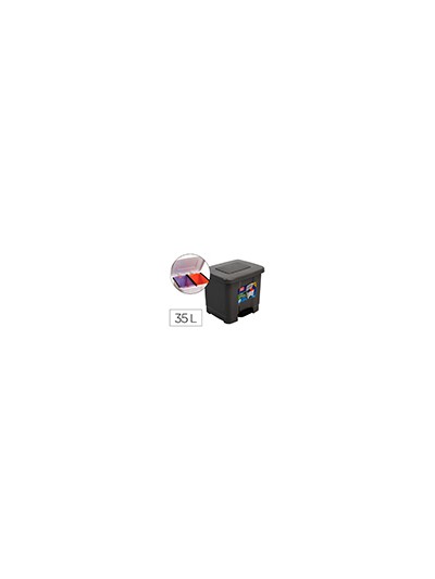 Papelera contenedor plasticforte plastico con pedal 2 compartimentos 35 litros gris oscuro