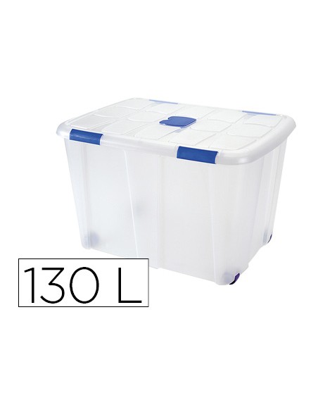 Contenedor plastico plasticforte 130 litros n 16 transparente con tapa 480x740x540 mm