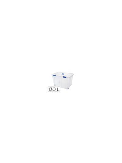 Contenedor plastico plasticforte 130 litros n 16 transparente con tapa 480x740x540 mm