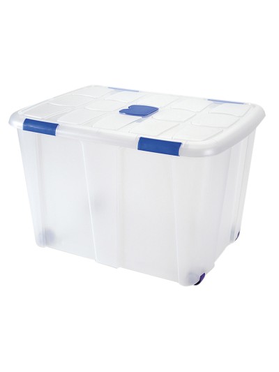 Contenedor plastico plasticforte 130 litros n 16 transparente con tapa 480x740x540 mm