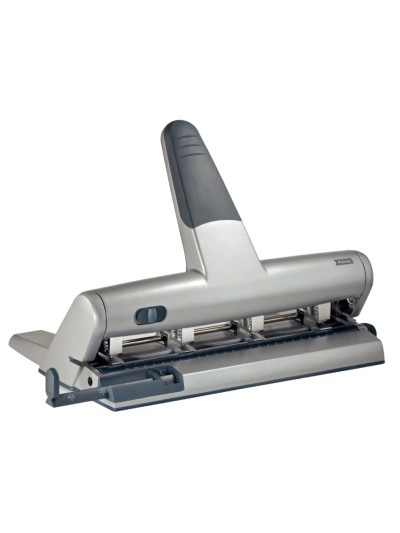 Taladrador petrus 514 metalico color plata 4 punzones moviles capacidad 30 hojas