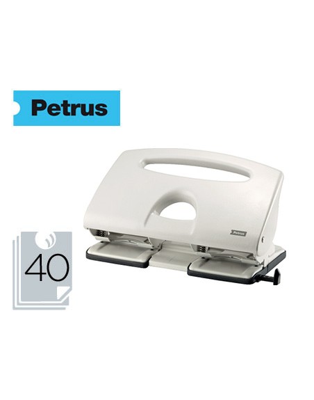 Taladrador petrus 505 metalico color gris 4 punzones capacidad 40 hojas