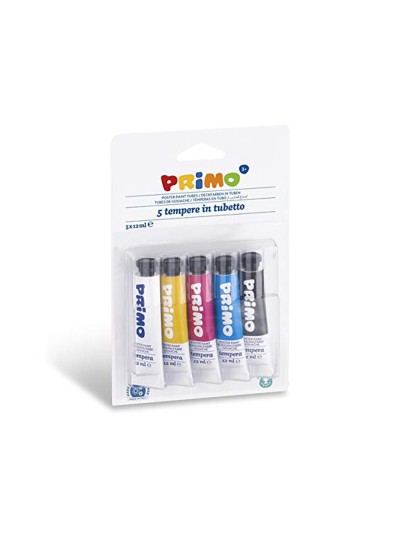 Tempera primo en tubo aluminio de 12 ml blister de 5 colores surtidos
