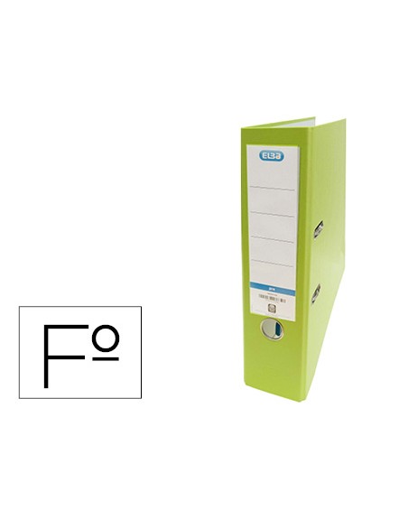 Archivador de palanca elba carton forrado pvc con rado top folio lomo 80 mm verde lima