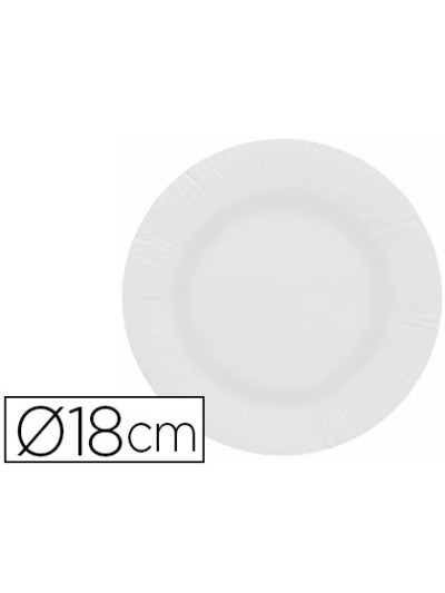 Plato papel reciclable blanco 18 cm paquete 50 unidades