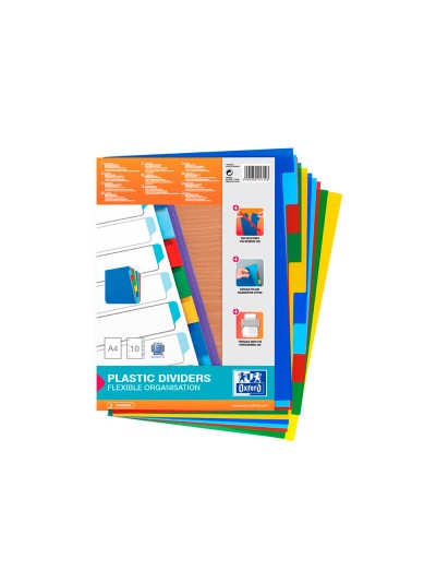 Separador elba plastico 120 mc din a4 11 taladros 10 posiciones colores surtidos