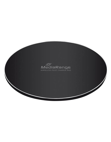 Cargador inalambrico mediarange para smartphones compatible carga rapida qi color negro