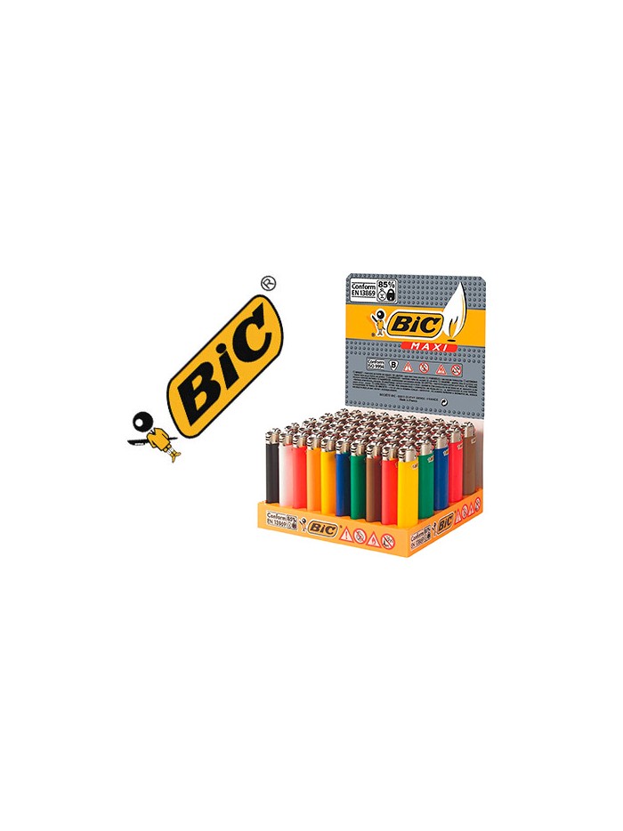 Encendedor bic maxi j26 expositor de 50 unidades colores surtidos Encendedor bic maxi j26 expositor de 50 unidades colores surtidos