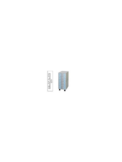 Archivador metalico clen 10 bandejas plastico de 5,5 cm de altura con ruedas color gris claro 680x303x371 mm