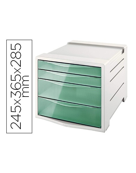 Fichero cajones de sobremesa esselte colour ice plastico 4 cajones color verde 245x365x285 mm