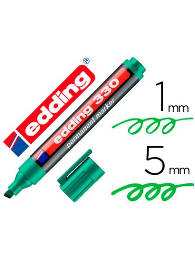 Rotulador edding marcador permanente 330 verde punta biselada 1-5 mm recargable