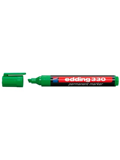 Rotulador edding marcador permanente 330 verde punta biselada 1-5 mm recargable
