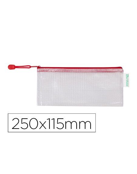 Bolsa multiusos tarifold pvc 250x115 mm apertura superior con cremallera portaboligrafo y correa color rojo