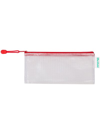 Bolsa multiusos tarifold pvc 250x115 mm apertura superior con cremallera portaboligrafo y correa color rojo