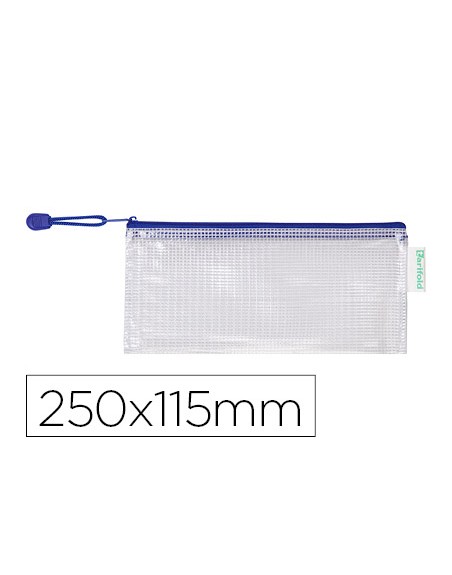 Bolsa multiusos tarifold pvc 250x115 mm apertura superior con cremallera portaboligrafo y correa color azul