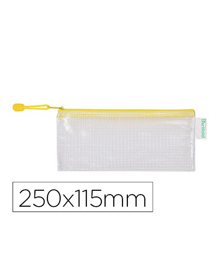 Bolsa multiusos tarifold pvc 250x115 mm apertura superior con cremallera portaboligrafo y correa color amarillo