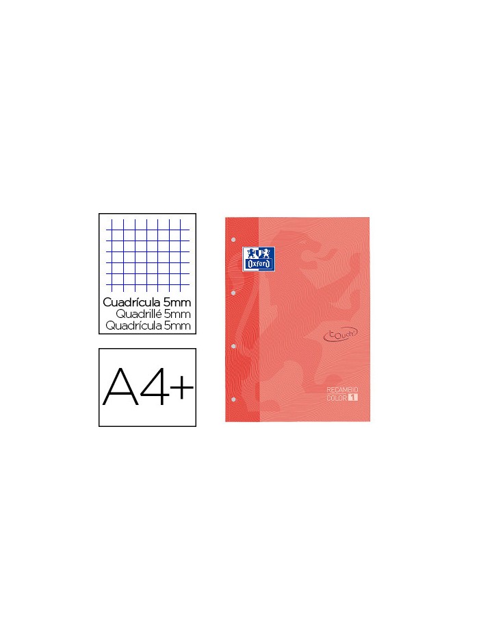 Recambio color 1 oxford din a4+ 80 hojas 90 gr cuadricula 5 mm tapa blanda 4 taladros coral touch Recambio color 1 oxford din a4+ 80 hojas 90 gr cuadricula 5 mm tapa blanda 4 taladros coral touch
