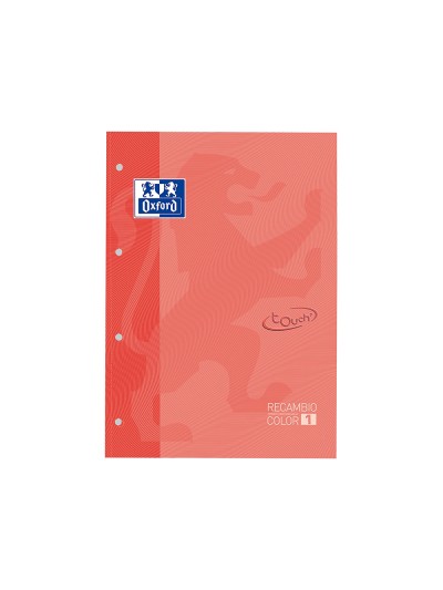 Recambio color 1 oxford din a4+ 80 hojas 90 gr cuadricula 5 mm tapa blanda 4 taladros coral touch