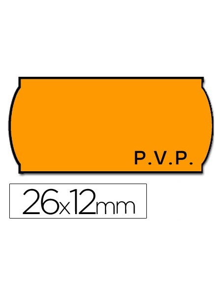 Etiquetas meto onduladas 26x12 mm pvp naranja fluor adh.2 rollo 1500 etiquetas