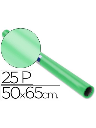 Papel charol verde palido rollo 25 hojas de 50x65 cm