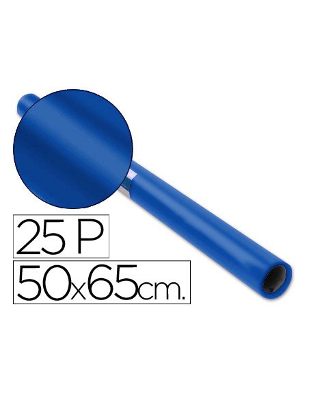 Papel charol azul cobalto rollo 25 hojas de 50x65 cm