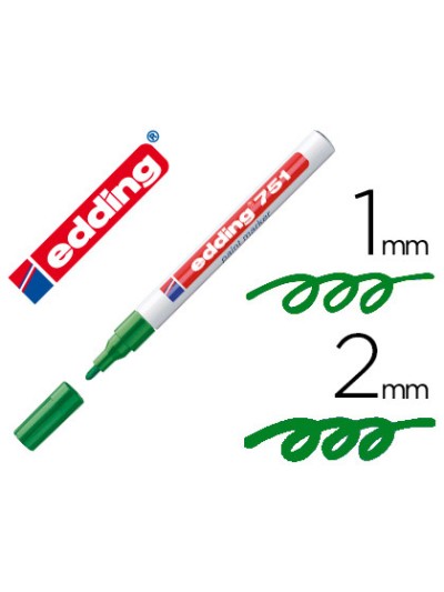 Rotulador edding punta fibra 751 verde punta redonda 1-2 mm