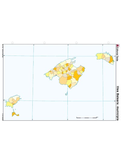 Mapa mudo color din a4 islas baleares politico