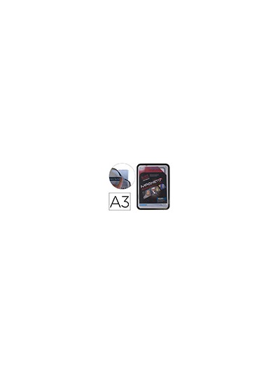 Marco porta anuncios tarifold magneto din a3 con 4 bandas magneticas en el dorso color negro pack de 2 unidades