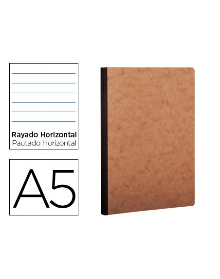 Libreta age-bag tapa cartulina lomo cosido rayado horizontal 96 hojas color havana 148x210 mm
