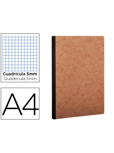 Libreta age-bag tapa cartulina lomo cosido cuadro 5 mm 96 hojas color havana 210x297 mm