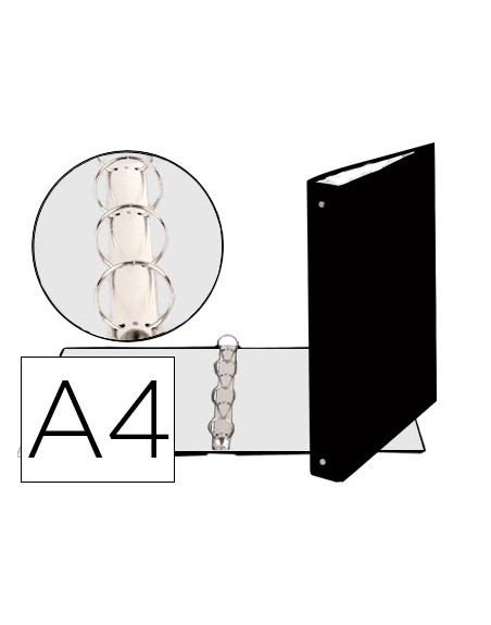 Carpeta de 4 anillas 30mm redondas exacompta din a4 carton forrado negra