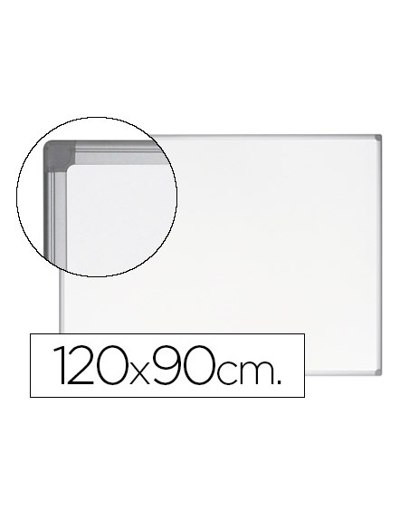 Pizarra blanca bi-office earth-it magnetica de acero vitrificado marco de aluminio 120 x 90 cm con bandeja para