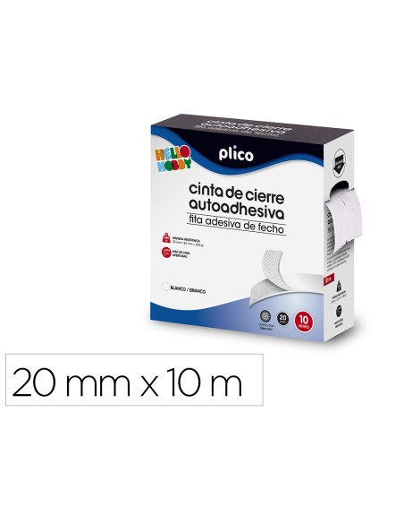 Cinta de cierre adhesiva plico velcro blanco 20mm x 10m