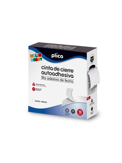 Cinta de cierre adhesiva plico velcro blanco 20mm x 10m