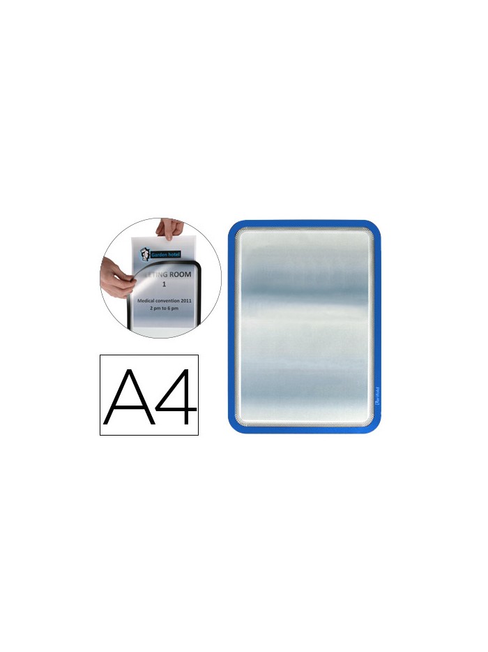 Marco porta anuncios tarifold magneto din a4 dorso adhesivo removible color azul pack de 2 unidades Marco porta anuncios tarifold magneto din a4 dorso adhesivo removible color azul pack de 2 unidades