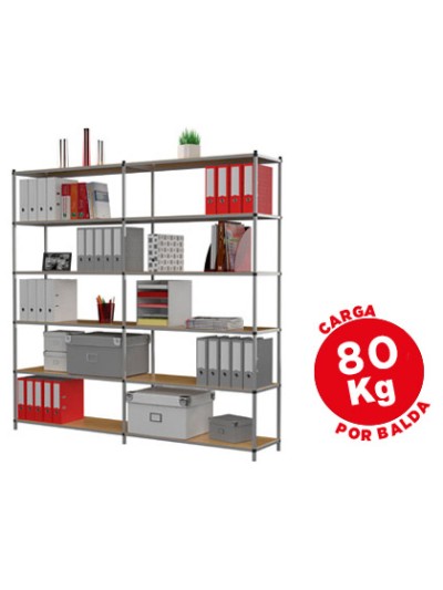 Estanteria paperflow metalica 6 estantes 80 kg por estante 200x100x35 cm base