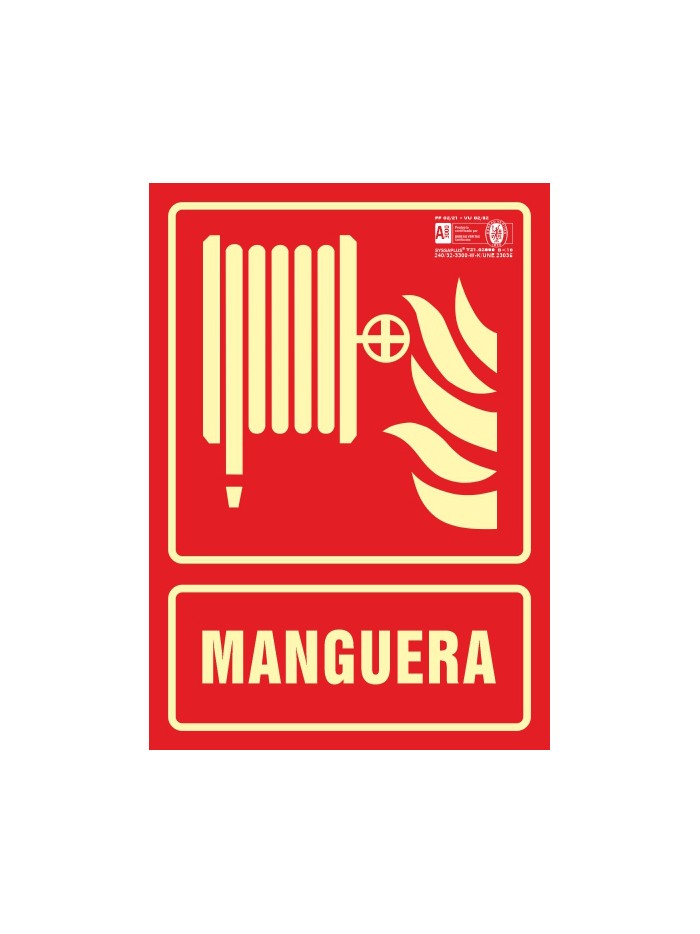 Pictograma syssa señal de manguera en pvc fotoluminiscente 210x297 mm Pictograma syssa señal de manguera en pvc fotoluminiscente 210x297 mm
