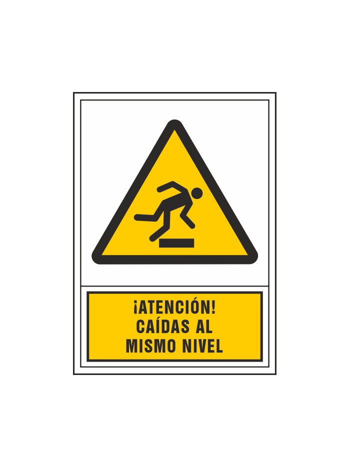 Pictograma syssa señal de advertencia atencion! caidas al mismo nivel en pvc 245x345 mm Pictograma syssa señal de advertencia atencion! caidas al mismo nivel en pvc 245x345 mm