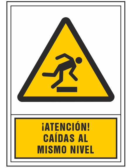 Pictograma syssa señal de advertencia atencion! caidas al mismo nivel en pvc 245x345 mm