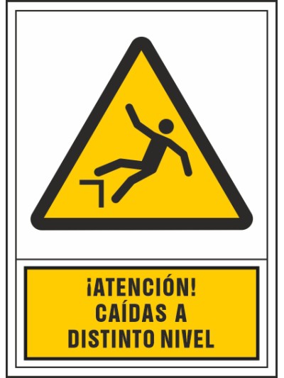 Pictograma syssa señal de advertencia atencion! caidas a distinto nivel en pvc 245x345 mm