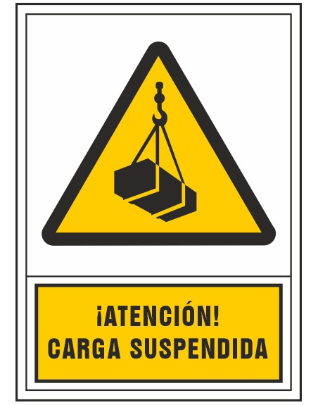 Pictograma syssa señal de advertencia atencion! carga suspendida en pvc 245x345 mm