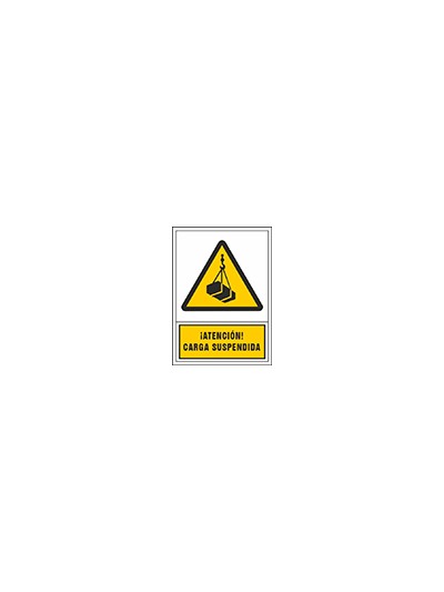 Pictograma syssa señal de advertencia atencion! carga suspendida en pvc 245x345 mm