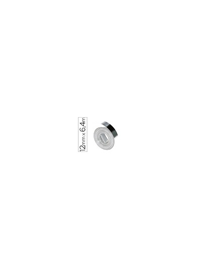 Cinta dymo acero inoxidable 12mm x 6,40mt sin adhesivo para rotuladora