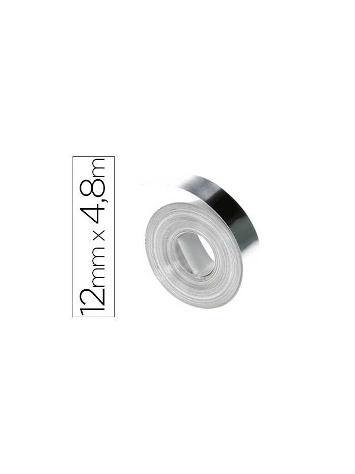 Cinta dymo aluminio 12mm x 4,8mt sin adhesivo para rotuladora Cinta dymo aluminio 12mm x 4,8mt sin adhesivo para rotuladora