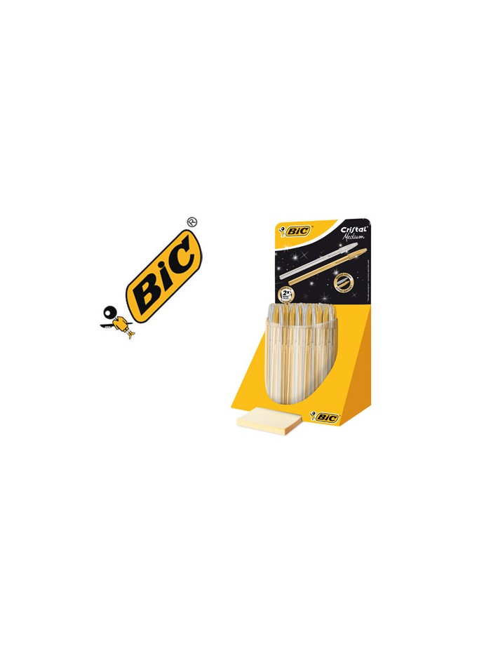 Boligrafo bic cristal linea celebration dorado y plateado expositor de 40 unidades surtidas Boligrafo bic cristal linea celebration dorado y plateado expositor de 40 unidades surtidas