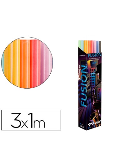 Papel kraft fusion 1x3 mt expositor 30 rollos colores surtidos
