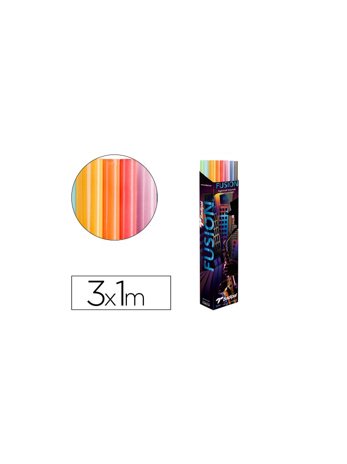 Papel kraft fusion 1x3 mt expositor 30 rollos colores surtidos Papel kraft fusion 1x3 mt expositor 30 rollos colores surtidos