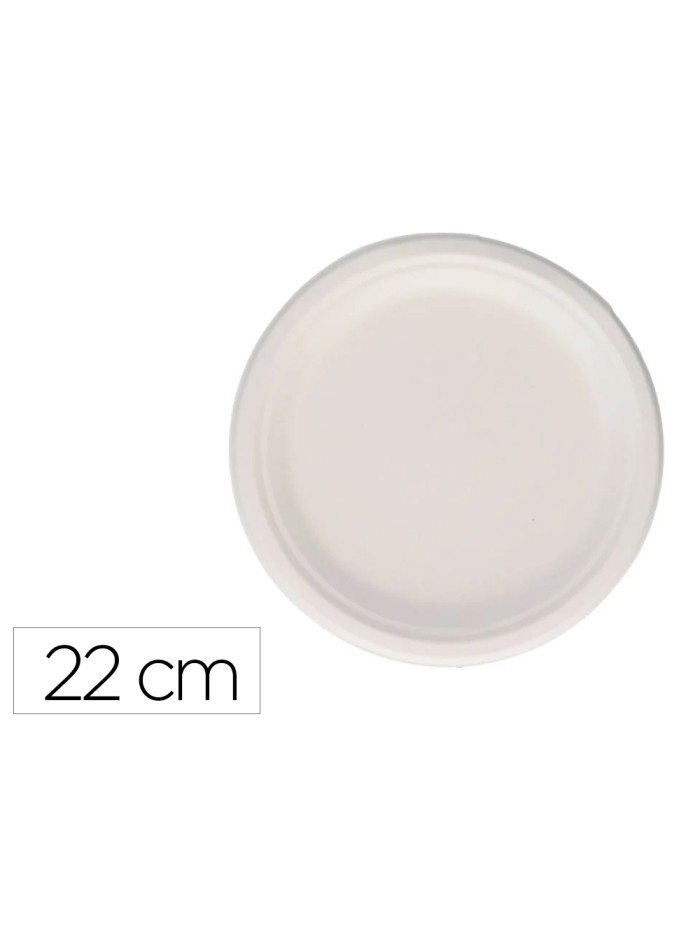 Plato fibra caña azucar bunzl biodegradable 22 cm diametro color blanco paquete de 50 unidades Plato fibra caña azucar bunzl biodegradable 22 cm diametro color blanco paquete de 50 unidades