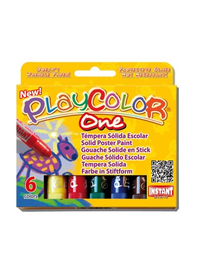 Tempera solida en barra playcolor escolar caja de 6 colores surtidos