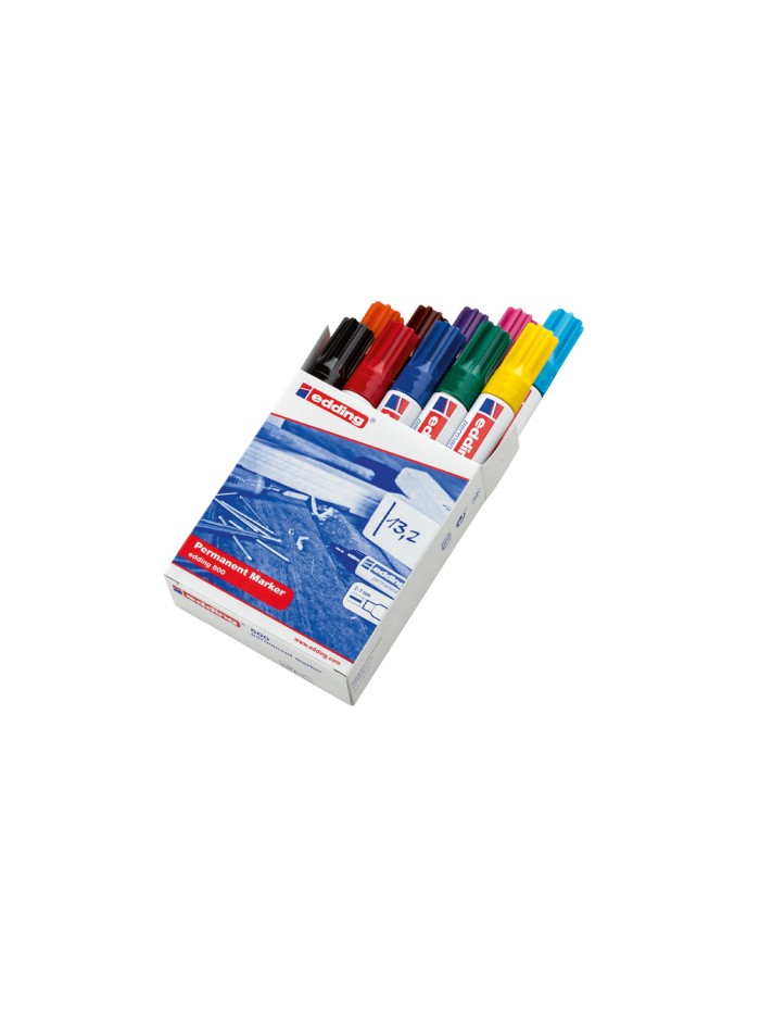 Rotulador edding marcador permanente 500 punta biselada 7 mm caja de 10 unidades colores surtidos Rotulador edding marcador permanente 500 punta biselada 7 mm caja de 10 unidades colores surtidos